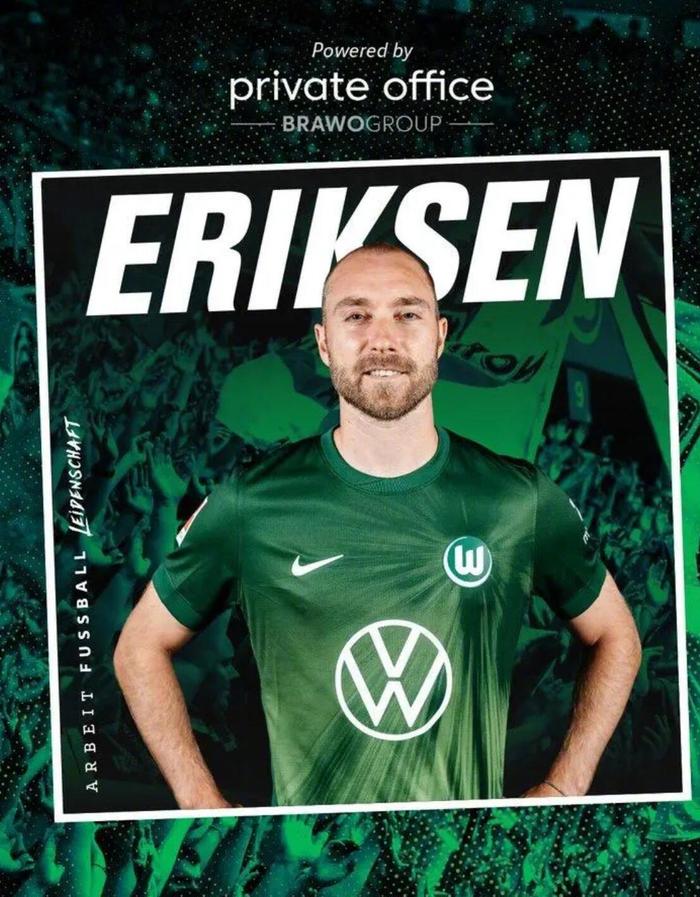 埃里克森自由转会沃尔夫斯堡，签约至2027年